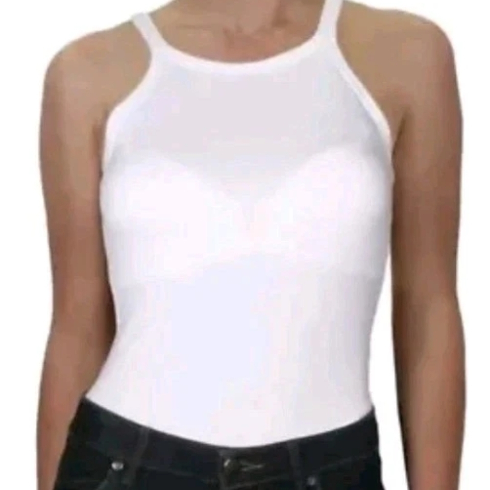 Danielle Bernstein White Ribbed Bodysuit